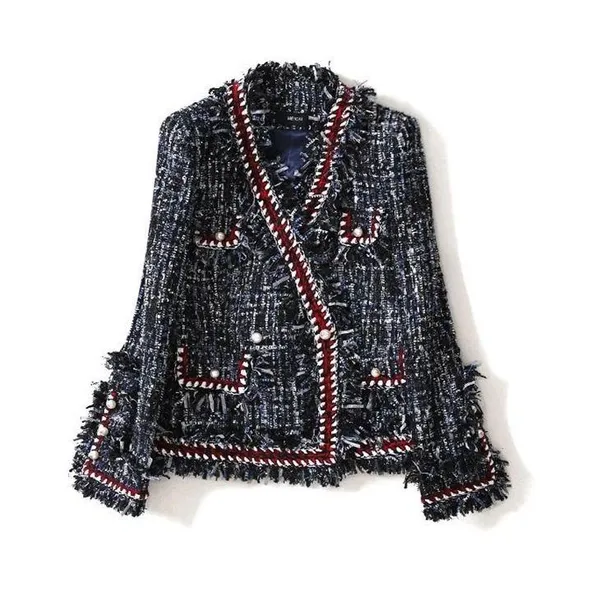 New Small Tweed Logo Jacket O Neck Blazer - Image 4