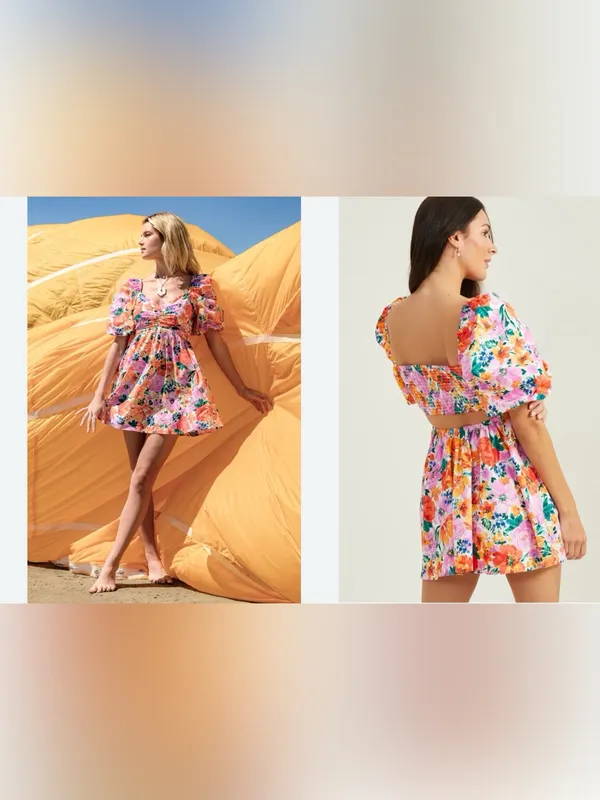 Altar'd State Cyndella Floral Puff Dress Floral-Print Puff Sleeves Size XL NWT - Image 2