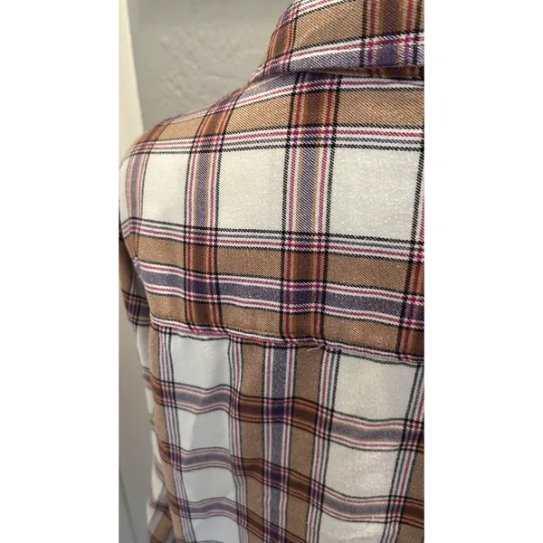 Jach's Girlfriend Tartan Plaid Flannel Shirt Women Med Button Up Outdoors Casual - Image 7