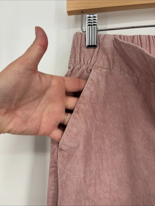 Pact Organic Cotton Pink Wide Leg Corduroy Pants Women's Size Small in Pink - Image 5
