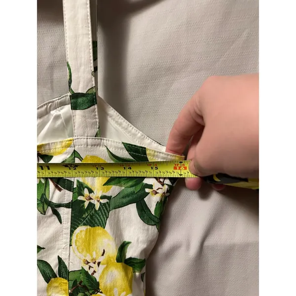 NWT Avec Les Filles Lemon Print Pockets Cotton-Blend Sweetheart Midi Dress SZ 4 - Image 6