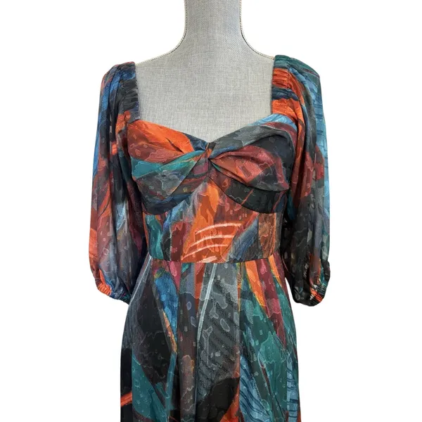 Anthropologie Hutch Twist Front Puff Sleeve Ruffle Hem Dress 4 Wedding Guest - Image 5