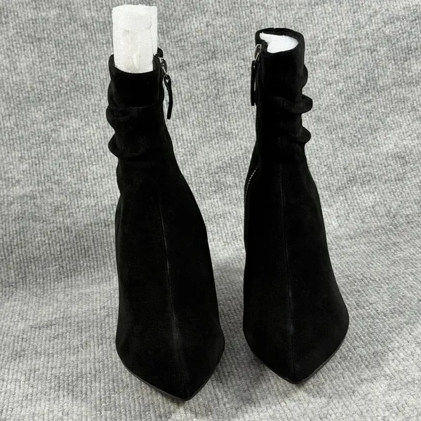 Bella‎ Vita Woman Size-8N ~ Danielle Leather Suede Black Slouch Ankle Booties - Image 5