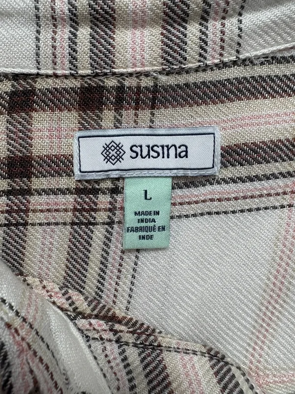 Susina Size Large Long Sleeve Plaid Shirt - Image 8