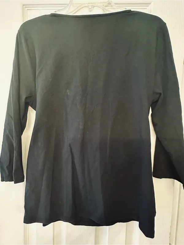 Jones New York Black Wrap-Front Top with Ring Accent - Image 3