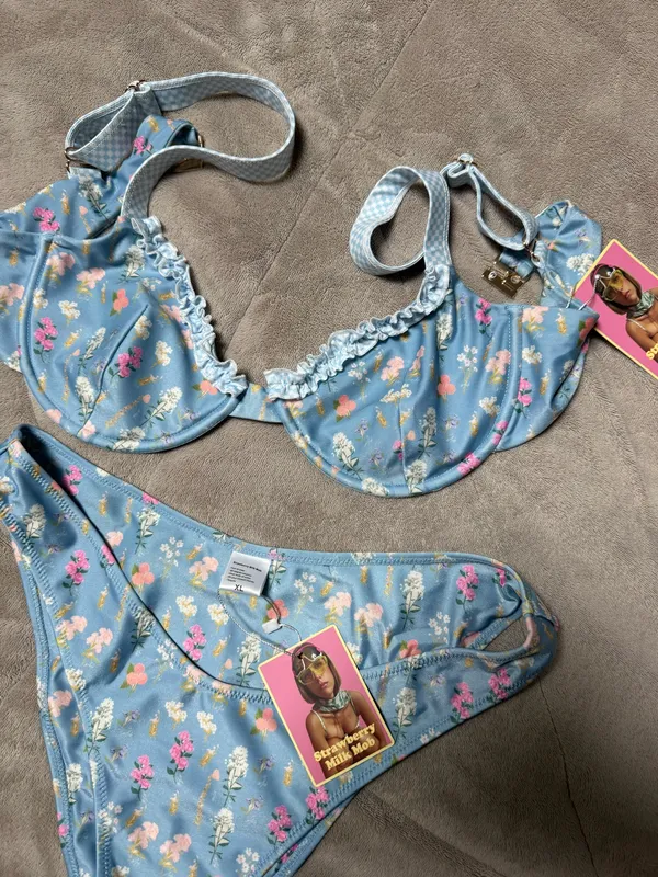 Strawberry Milk Mob Bikini NWT Blue Size XL - Image 2