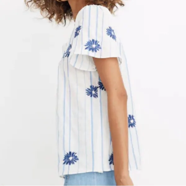 EUC Madewell Floral Embroidered Butterfly Top Size Large Retail $85.00 - Image 2