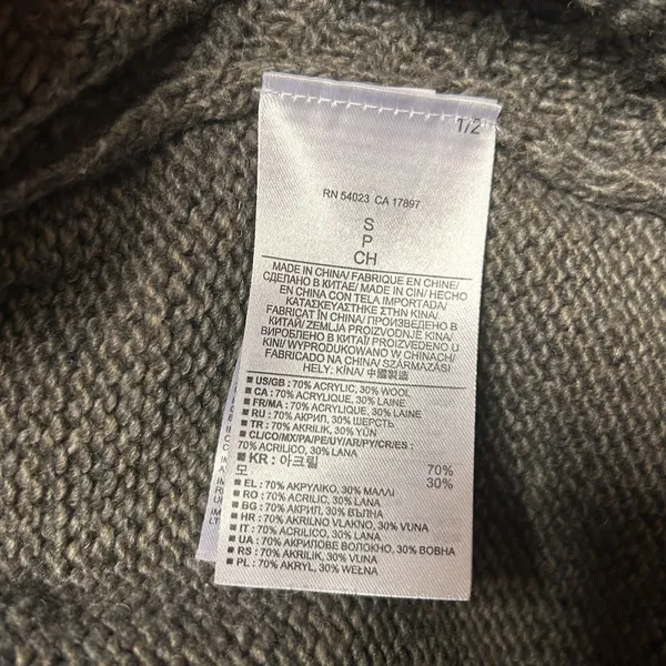 Banana Republic Women's Small Gray Wool Blend Open Cardigan Sweater Chunky Knit - Image 8