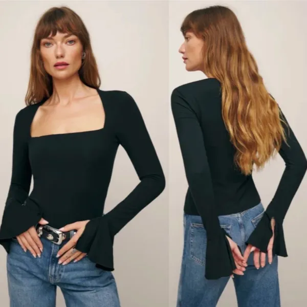 Reformation Lucca Knit Top Black Size Small - Image 2