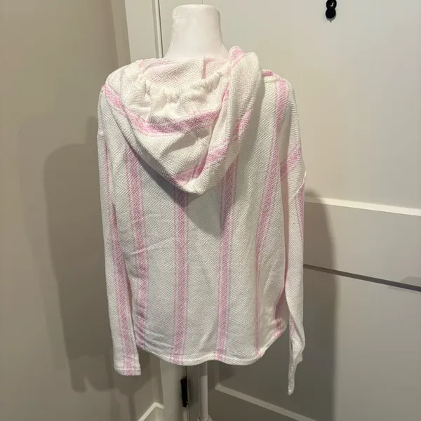 Saltwater Myrtle Beach Pink Stripe Hoodie Shorts Set Medium - Image 2