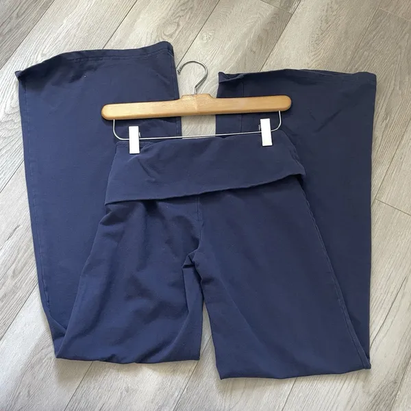 Edikted Foldover Pants cotton wide leg womens Navy Blue (xsmall) yoga athleisure - Image 6