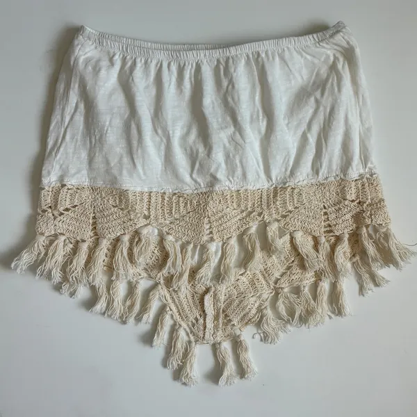 Free People Womens White Cotton Crochet Tassel Handkerchief‎ Tube Top Small Boho - Image 8
