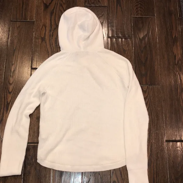 Lauren Ralph Lauren green label size small white knit hooded sweater cotton - Image 8