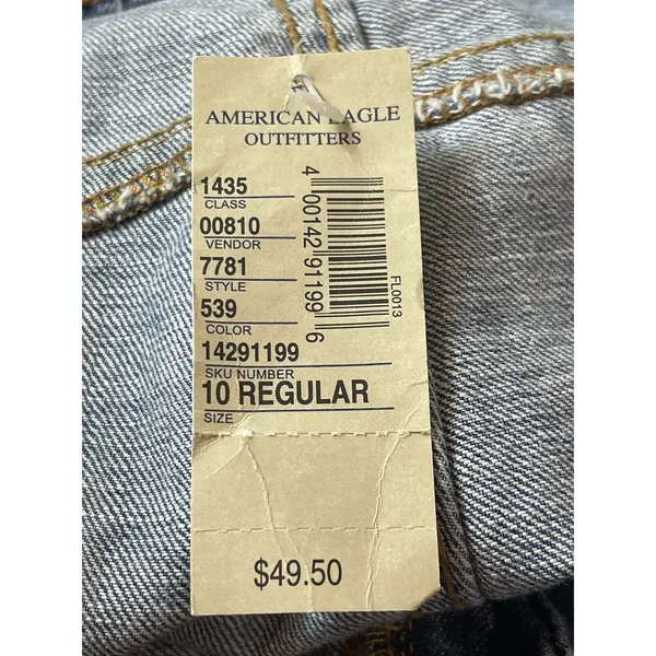 VTG American Eagle 90s Y2K Antique Wash Super Low Rise Skinny Flare 10R NOS - Image 15