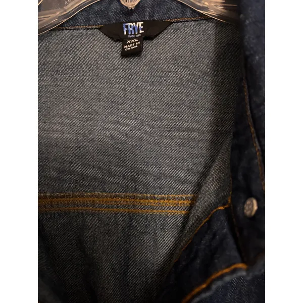 Frye Womens Denim Shirt Dress Blue Long Sleeve Button Front Seamed Waist XXL - Image 3