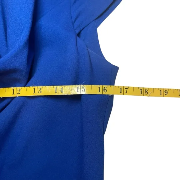 Calvin Klein Royal Blue Sheath Dress Pockets Career Cocktail Drape Neck Sz 2 EUC - Image 9
