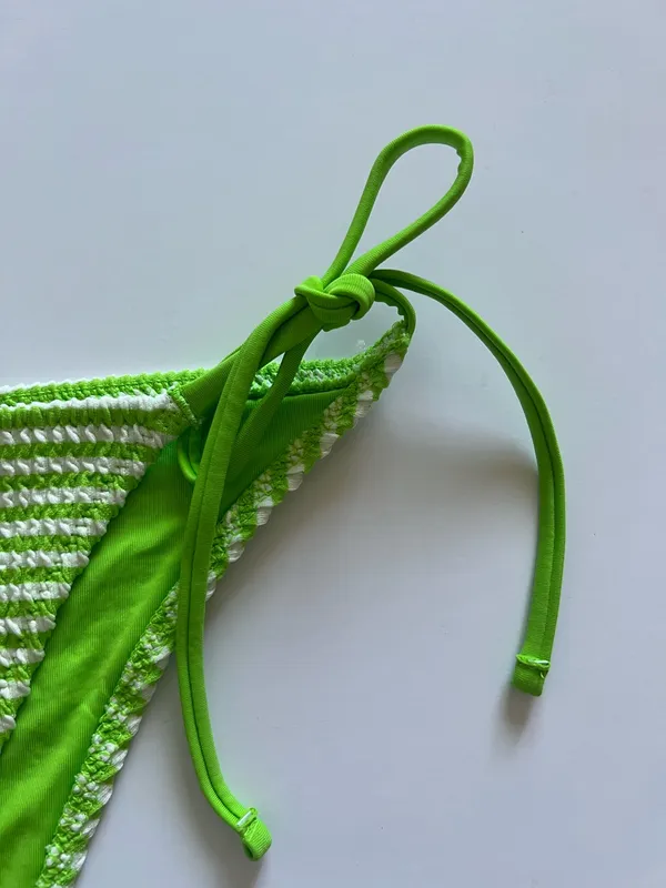 {Aerie} Brand New Crinkle Stripe Cheekiest Tie Bikini Bottoms - Image 7