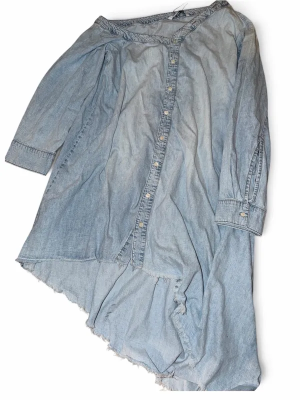 Zara Light Wash Denim Off-the-Shoulder Shirt Dress/Tunic XL NWT - Image 2