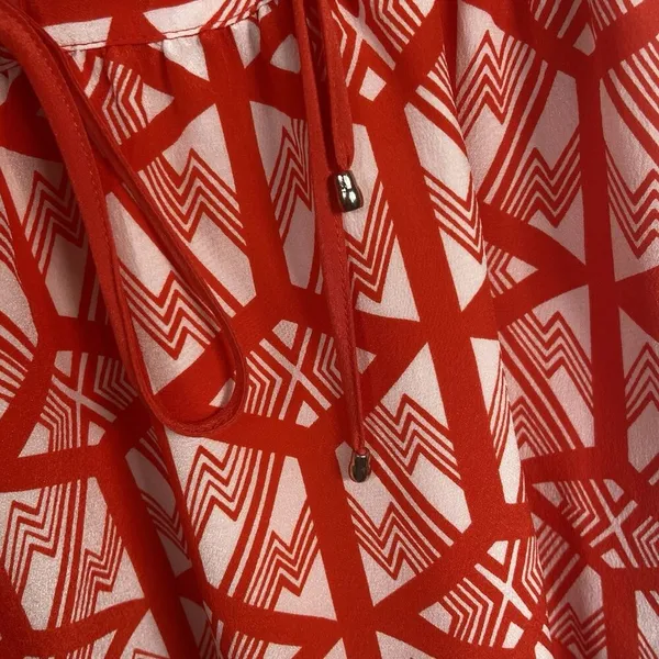 Leifsdottir Anthropologie Catalyst Red Orange White Silk Tunic‎ Dress Size 0 - Image 5