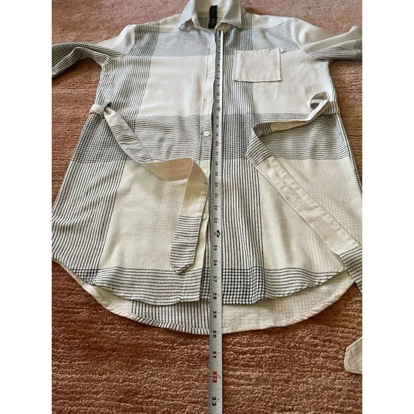 Agnes And Dora Tunic Dress Sz M -S Plaid Full Length Buttons Tie Waist - Image 6