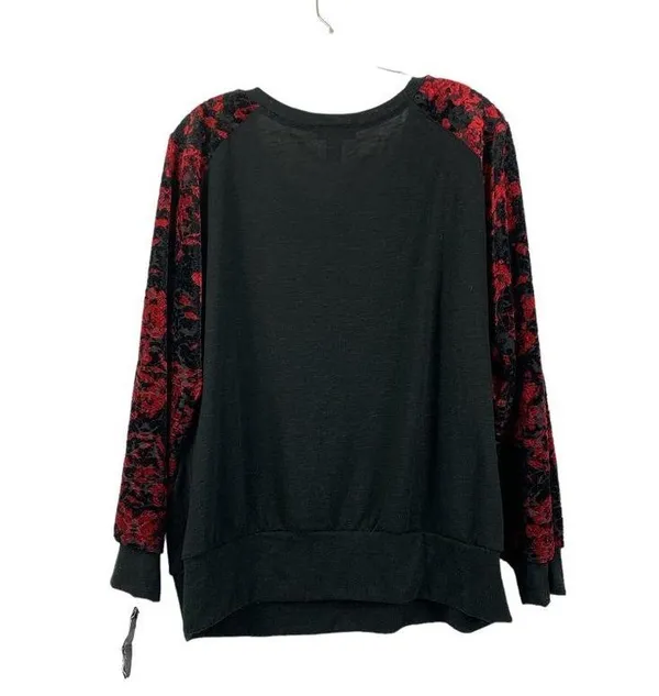 Alyx Women's Black & Floral Red Sleeves Top - Image 2