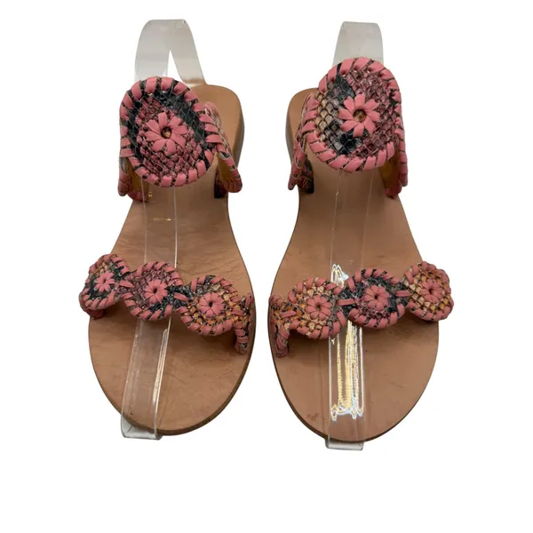 Jack Rogers Lauren Snake Embossed Sandals Women 8 Pink Snakeskin Leather Slip On - Image 4