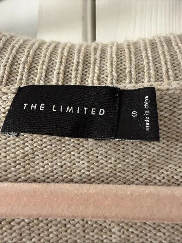 The Limited Wool blend Cream Off-the-Shoulder Ribbed Cowl Sweater - Image 2