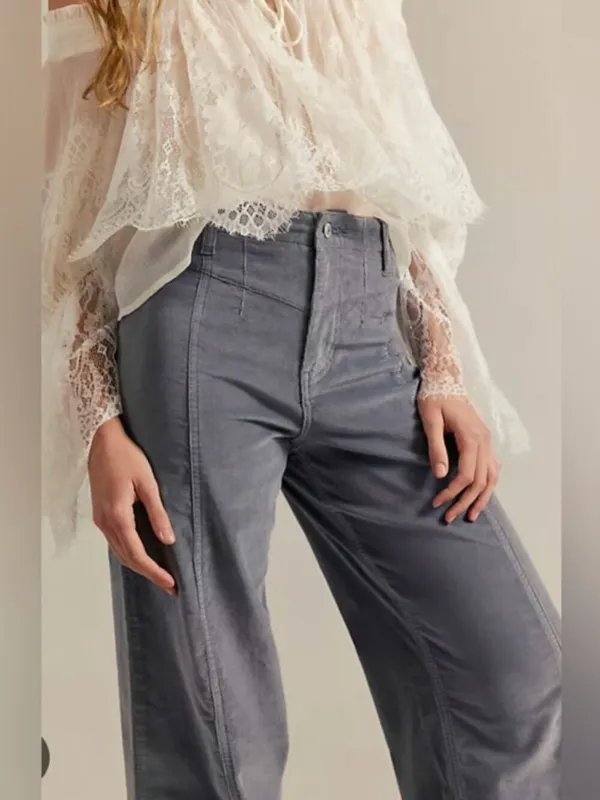 Free People NWT We The Free Libre Cord Wide-Leg Jeans Mockingbird - Image 5