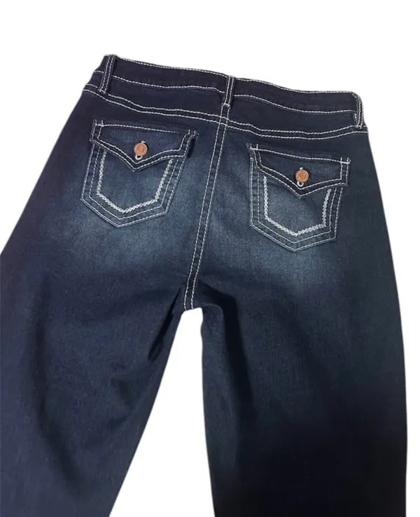 Dark Wash Flared Denim Jeans - Image 3