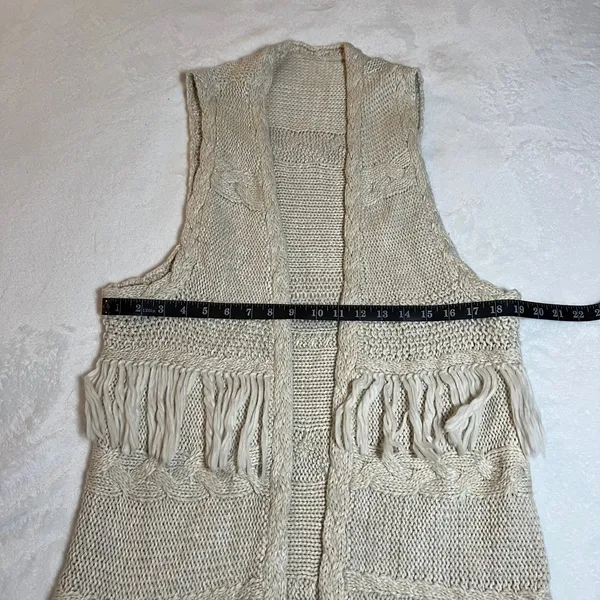 Women's Sleeveless Open Front Cable Knit Vest Duster Cardigan Size Med Casual - Image 4