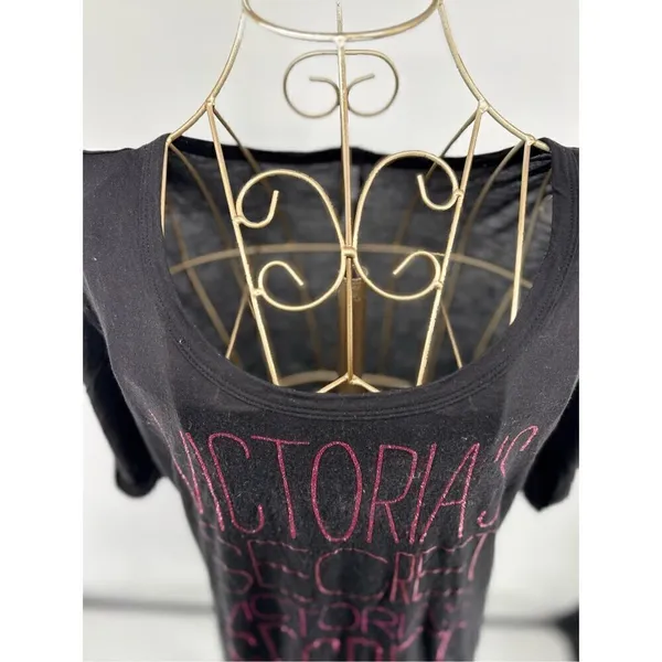 Victoria’s Secret Supermodel Essentials Black Logo Tee XS Y2K - Image 7