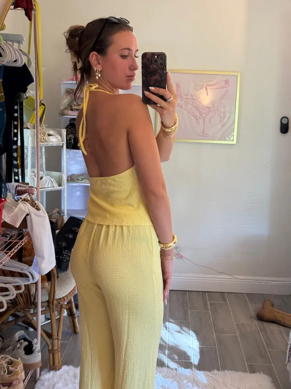 Matching Linen Set Yellow - Image 2