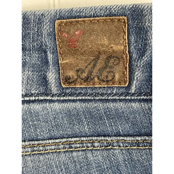 90s Y2K American Eagle Live Your Life Real Flare Distressed Denim Jeans 14 - Image 9