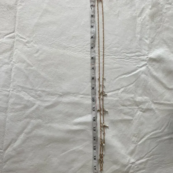 Loft rose gold long chain with small tassels and beads - Image 8