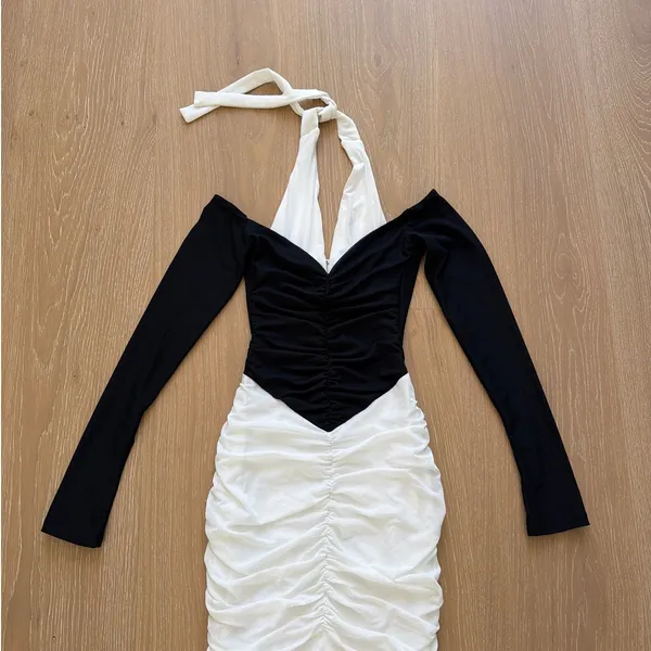Outcast Maxi Dress Halter Tahiti Size S Black White - Image 2