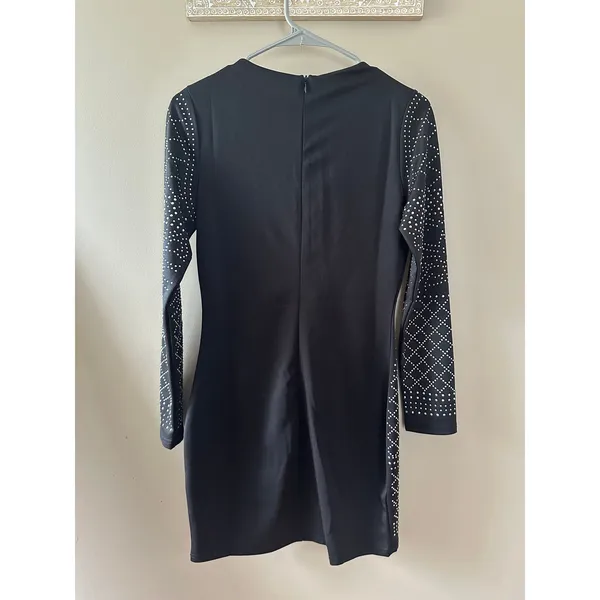 Meaneor Black Long Sleeve Embellished Cocktail Dress - Image 5