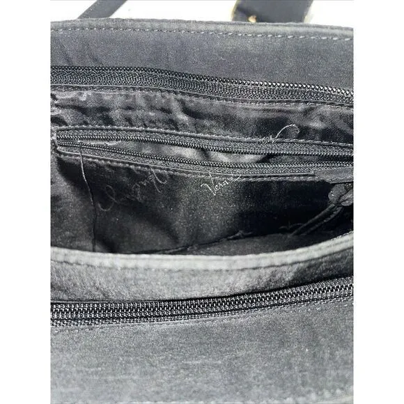 Vera Bradley Quilted black Microfiber Buckle Shoulder Satchel‎ Footed Bottom - Image 7