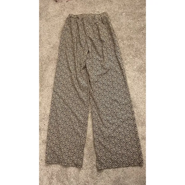 Umgee Boho Wide Leg Drawstring Waist Pants | Silky Chevron Print | Size Small - Image 7