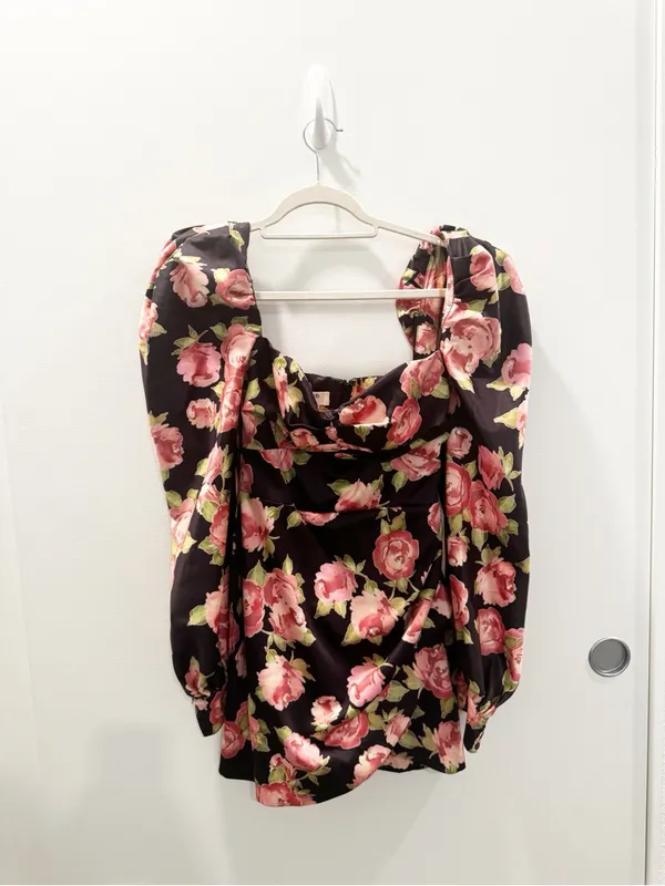 House of CB Amaryllis Rose Print Puff Shoulder Dress Size XS - Image 3