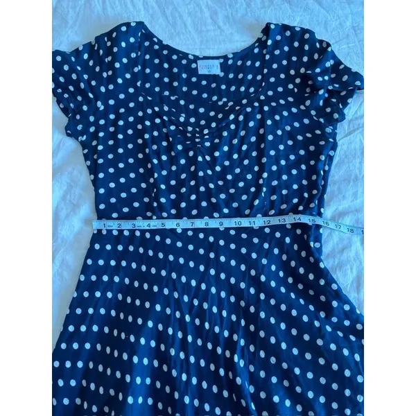 Compania Fantastica Spanish Navy White Polka Dot Indie Mini Dress Size Medium - Image 10