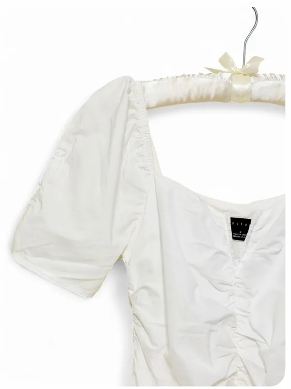 Anthropologie Sanctuary Women’s Puff Sleeve Shirred Poplin Ruched Dress Size 4 - Image 7