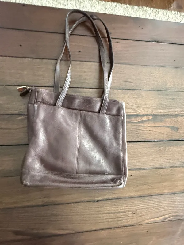 Vintage Dockers Brown Leather Bag Classic Structured Tote - Image 5