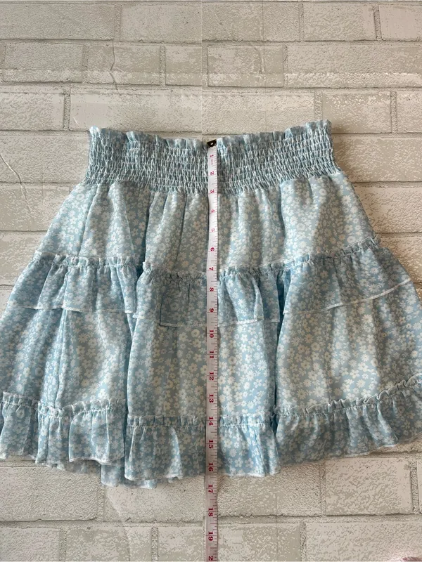 Altar'd State Light Blue Floral Ruffle Mini Skirt Rush size medium - Image 5