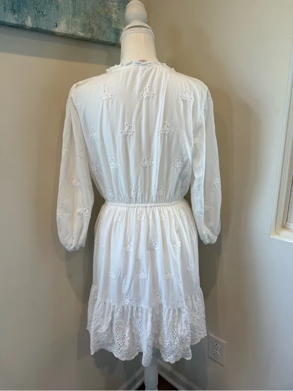 Knox Rose White Cotton Eyelet Midi Dress Small - Image 2