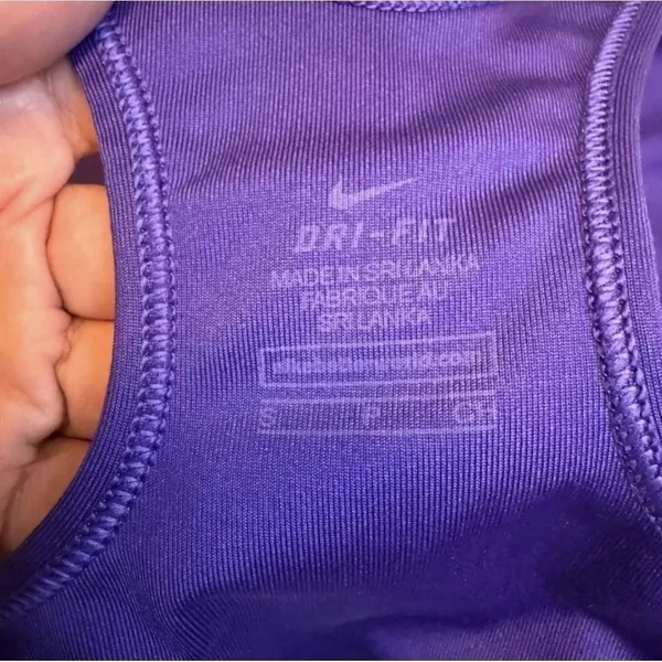 Nike Dri Fit Sports Bra Purple‎ Racerback Athletic Workout Gym Medium Support S - Image 4