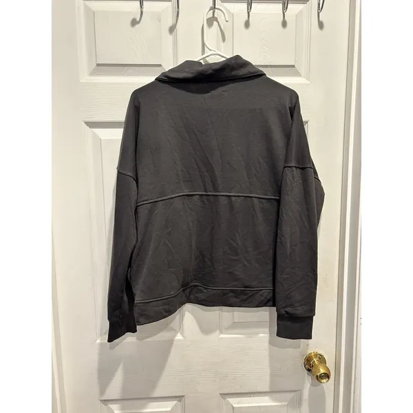 Anthro Wilo The Label Womens M Charcoal Gray Quarter Zip Pullover Sweatshirt - Image 5