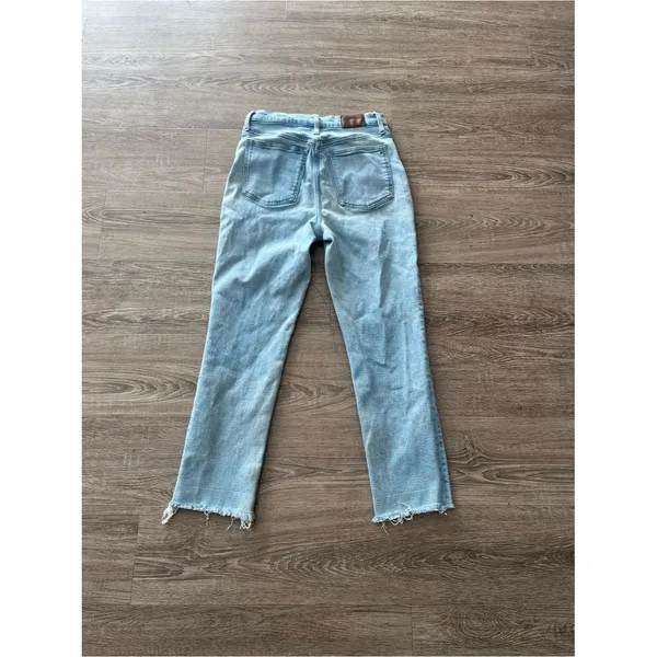 Madewell Womens 29 The Perfect Vintage Straight Jean Light Wash Raw Hem Hi Rise - Image 9