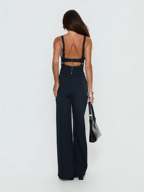 Princess Polly Briana Set Navy Pinstripe 0 - Image 5