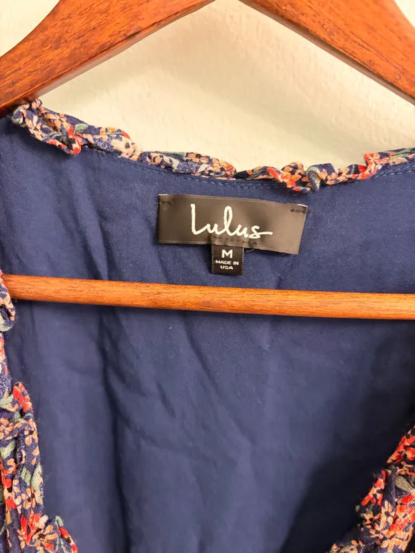 Lulus Audacious Audrey Navy Blue Floral Print Wrap Dress - Image 7