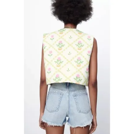 Zara Embroidered Floral Vest - Image 2